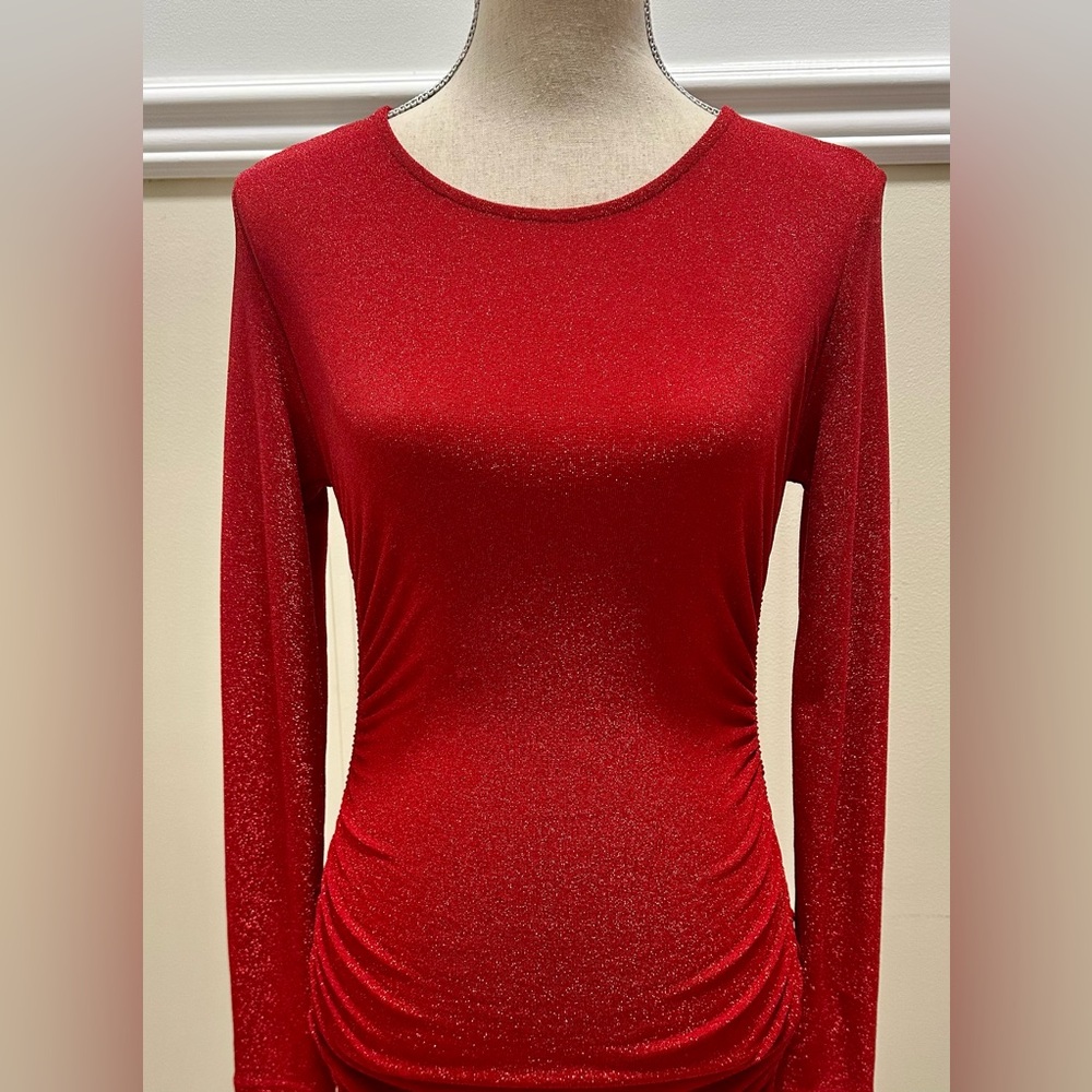 BB Dakota Steve Madden Sparkly Red Bodycon Dress M Cocktail Holiday Party Sexy
